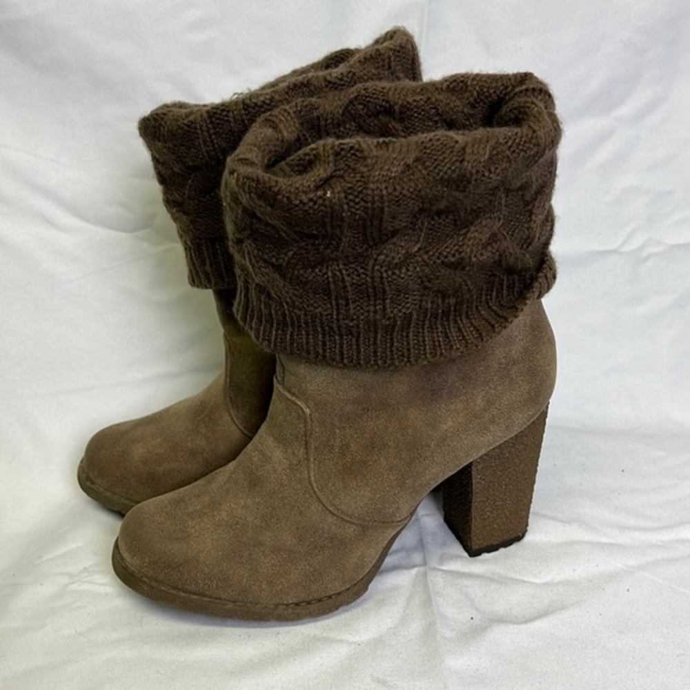Muk Luks‎ Heeled Sweater Cuff Ankle Bootie Womens Size 7